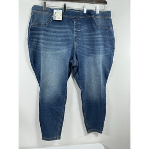 Womans NWT Terra & Sky Pull On Blue Jeans 4 X (28w-30w) Elastic Waist Skinny